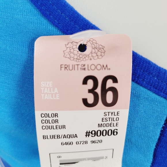 * Fruit of the loom size 36 racer back paddless wireless sports bra blue - Picture 4 of 5